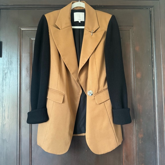 Tibi Techy Knit Sleeve Blazer, Size 10 - Picture 4 of 13